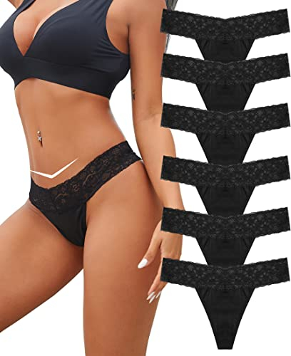 BeReady Baumwolle String Tanga Damen Spitze Unterhosen Frauen V-Waist Atmungsaktiv Unterhosen Damen Baumwolle Mehrpack