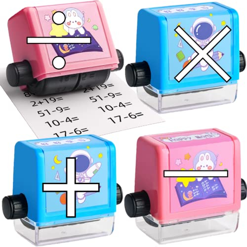 BLOOOK Roller Digitaler Lehrstempel,1–100 Mathe Lernen Rollstempel,Additions Subtraktions Division Rollenstempel,Computational Math Educational Toy Stamp,Lehrerbedarf Lehrer Grundschule Mathematik