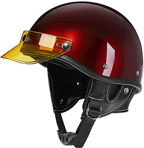 Vintage-Motorrad-Jethelm Im Retro-Pilotenstil Für Erwachsene Offener Helm Mit Bunter Krempe Abnehmbarem Und Waschbarem Futter Bequem Langlebig Unisex DOT/ECE-Geprüft 4,L(59-60CM)