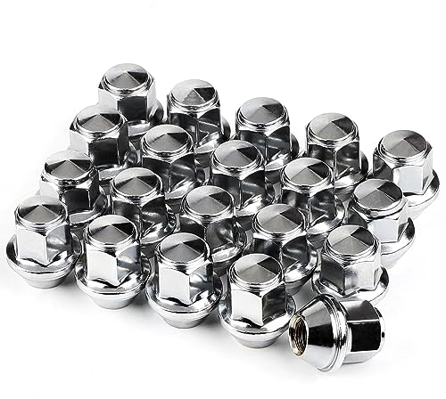 GAsuppply M12 x 1,5 Chrom OEM Factory Style Große Eichel Sitz Lug Muttern für die meisten Ford Fiesta Focus Fusion Fabrik Räder – 20 Stück Chrom geschlossenes Ende M12 x 1,5 Lug Nuts