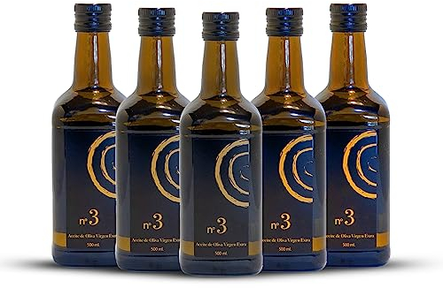 Aceite Oliva Virgen Extra. Variedad Picual. Aceite de Oliva Virgen Extra en formato de 500ml (Pack de 5) en botella de cristal opaca. AOVE Picual. Aceite Gourmet virgen extra. Ideal como regalo.
