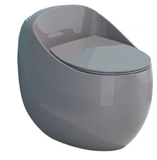 EGO INTERIORS Premium Line | Einteilige Stand-WC mit eingebautem Spülkasten | Komplett-Set | kompakt | randlos | Sitz mit SoftClose Absenkautomatik | Quick Release Scharnieren | graue Keramik