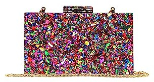 MODELISA - Bolso Clutch Cadena De Hombro Mano Fiesta Noche Boda Evento Ceremonia Novia Mujer (Multicolor)