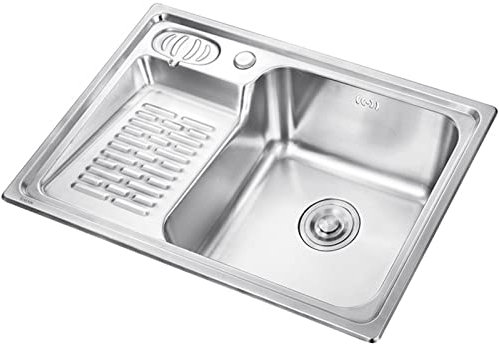 PhIree Fregadero de Cocina, Fregadero Bajo Cubierta, Fregadero Individual, con Tabla de Frotar, Fregadero de Lavandería para el Hogar con Balcón con Kit de Drenaje/Grigio/66X45Cm