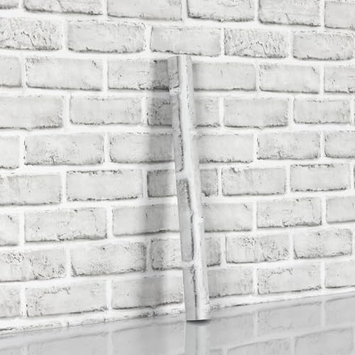Hode Brick Wallpaper 44x300cm, White Self Adhesive Wallpaper, White Brick Vinyl Wrap for Living Room, Bedroom, Kitchen, Restaurant Wall Vinyl Covering Contact Paper