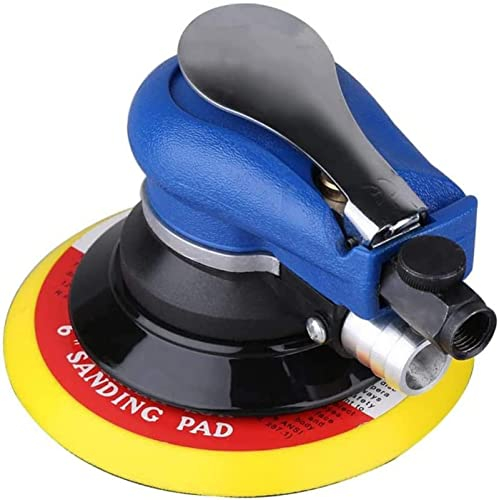 Pulidora neumática de disco giratorio de doble acción de 150 mm, lijadora orbital de aire comprimido para carrocería y madera en coche, incluye boquilla de enchufe y llave inglesa