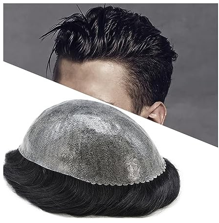 Complément Capillaire Homme Pour Calvitie Toupet for hommes, base complète en PU, prothèse capillaire masculine, postiche à peau fine injectée de 0,12 mm, système capillaire indien de 6 pouces, unités