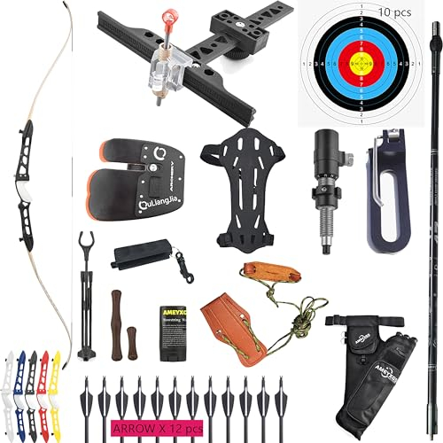 wolfman Archery Recurve Bow Set 66/68/70 Inches 14-40 Lbs Archery Club Bow and Arrow Set Adult Practice Bow Competitive Bow Hunting Bow for Archery Club Shooting Competition RH(Black, 68/24Lbs)
