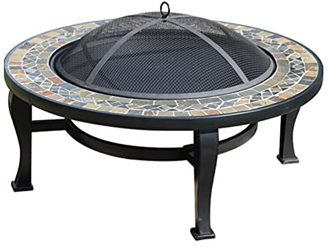 NOALED Braciere da Esterno Portatile, caminetto da Esterno Rotondo e Set Grill, utilizzato per terrazza, Patio, Giardino, Cortile, 86 cm/33,9