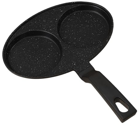 Fenteer Padella Antiaderente Padella per Friggere Le Uova Teglia da Forno Pentola per Bistecche Accessori per Cucinare Pentola Scaldaburro Accessori Pratici P, Nero, 2 Fori