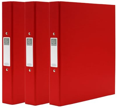 Exacompta - Ref. 226/0008Z - Set med 3 ringpärmar A4, 30 mm rygg, kontorsmappar för arkivering av dokument och organisering av filer - röd