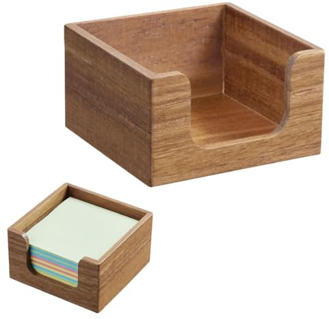 Harilla Sticky Note Holder Wood Self Sticky Notepad Holder Post It Note Dispenser Desk Organiser for Office School Home Classroom, Paper Clip Business Card Commercial