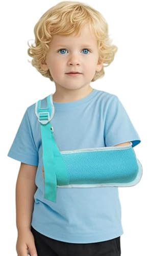Correa de brazo transpirable para niños, estabilizador de apoyo para lesiones de muñeca/codo/hombro, se adapta perfectamente tanto a la mano izquierda como a la derecha (azul, S)
