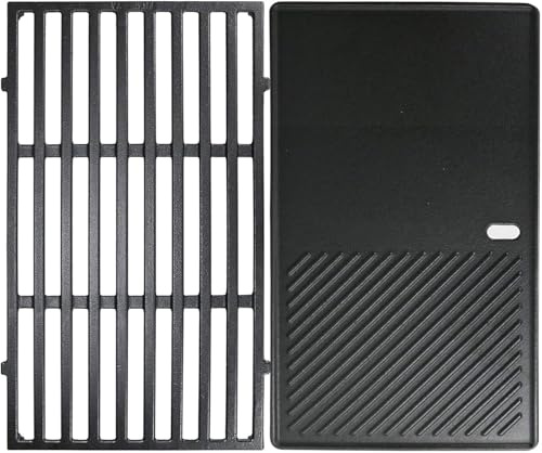 Heimlyn 7638 Gjutjärnsgrillgaller och grillplatta, set 44,5 x 30 cm för Weber Spirit 300-serien Spirit E-310/E-320/E-330/S-310 och GS4 Spirit II modeller (endast med främre kontrollknappar), Spirit