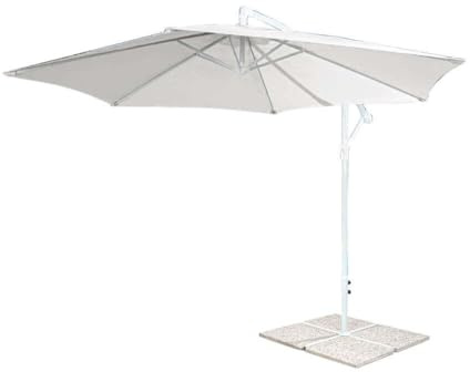 Milani Home s.r.l.s. Ombrellone da Giardino Diametro 3 Palo Laterale Bianco per Esterno, Ristorante Gelateria Bar Hotel Albergo