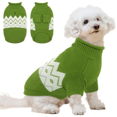 Queenmore Warm Dog Sweater, Soft Pet Knitwear, Knitted Pullover, Winter Pet Clothes for Small Medium Dogs Cats