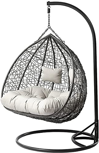 GSD Hanging Cocoon Egg Chair Garden Swing Hammock Removable Luxury Cushions! Single or Double (Double)