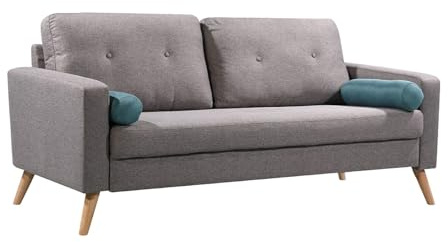 Vente-unique - Canapé 3 Places Tatum en Tissu - Gris chiné