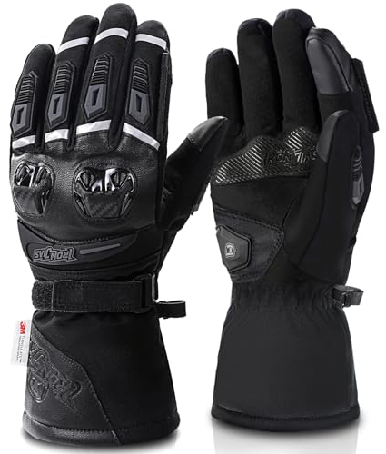 Grapelet Motorradhandschuhe Winter,Winddichte wasserdichte Motorrad Handschuhe für Herren,Touchscreen winterhandschuhe für Outdoor Sportarten,XL