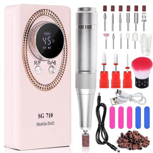 LimeGirl Kit de taladro eléctrico profesional para uñas acrílicas, juego de pulido de manicura eléctrica portátil con kit de brocas de uñas 13 en 1, lima de uñas eléctrica mejorada 2024 45000 RPM