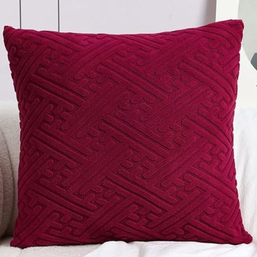 ZZDZW Stretch Kissenbezug 40x60/50x70 Kissenbezüge 60x70, Kuschelkissen Bezug Zierkissenbezug Dekokissen Sofakissen Mit Reißverschluss Kissenhülle 50x80 Kord Dekorative(Burgundy,40x60 cm)
