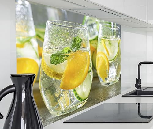 timalo Alu Spritzschutz Wand für Herd, Küche Küchenrückwand | Aluminium 2mm | Alurückwand Aluverbund Wandpaneele Rückwandschutz Platte | 60x40cm Zitronenwasser