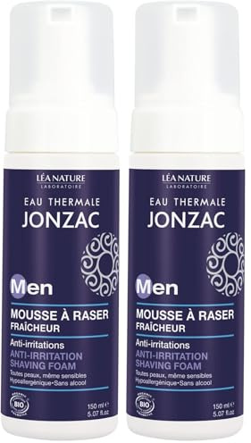 Eau Thermale Jonzac - Mousse à raser fraîcheur - Men - Tous types de peaux, même sensibles - Certifié Bio Cosmos Organic - Flacon de 150 ml (Lot de 2)