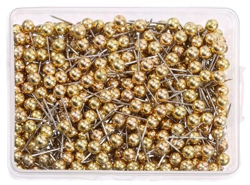 JCUGSBS 400 Pezzi Mappa Tacks, Puntina Decorativa, Plastica Puntine Rotondo, Puntine da Disegno Colorata, per Marcatura Bacheca, Tessuto, Sughero, Cartone, Feltro(oro)
