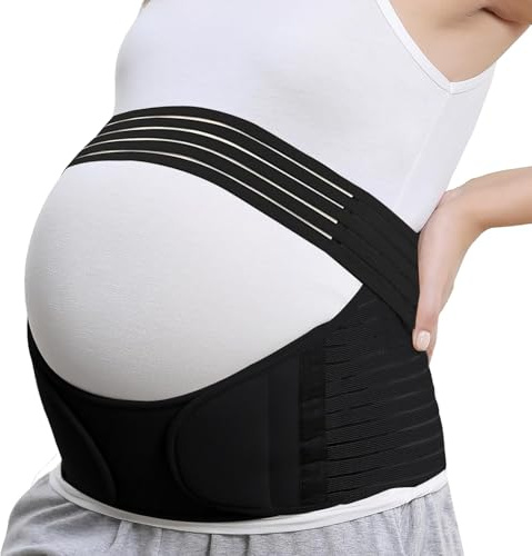 Janety Cinturón de maternidad, cinturón de sujeción para embarazadas, sujeción para cintura, espalda y abdomenCinturón para embarazadas, soporte para embarazo (Negro, L)