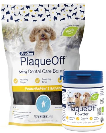ProDen PlaqueOff Value Pack for Dogs, 180g Powder & 20 Mini Bones