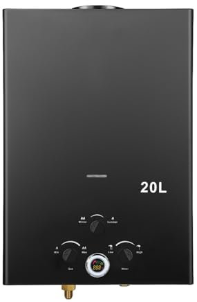 Chauffe-eau instantané au gaz propane 20 l avec allumage de batterie - Chauffe-eau instantané Tankless Water Heater avec affichage numérique - Multi-protection [Classe énergétique A]
