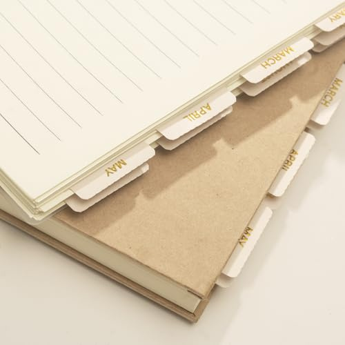 Lumintutu Gold Foil Embossed Planner Monthly Stickers, Laminated 40 Adhesive Plan Tabs Accessories for Notebooks, Hobonichi 2026 Happy Calendar Inserts Set (Latte)