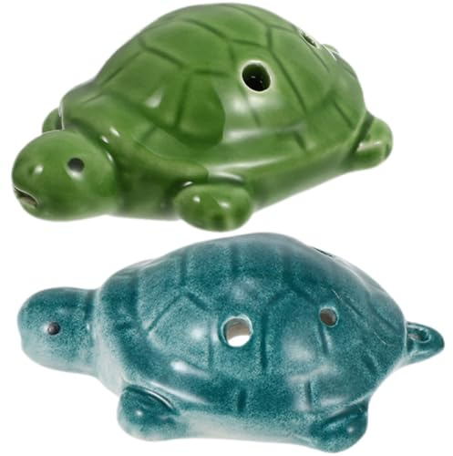 Milisten Ocarina Portátil y Fácil de Guardar de Cerámica Forma de Tortuga de 6 Agujeros Paquete de 2 Piezas Adecuado para Aprender Música para Niños Principiantes