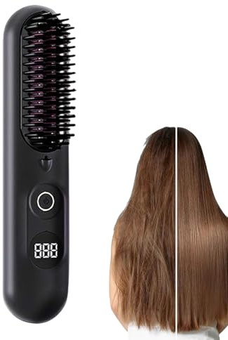 Fer À Lisser Les Cheveux Sans Fil | Brosse À Cheveux Chauffante En Céramique Rechargeable Par USB,Peigne Lissant Portable - Pour Femme Épouse Petite Amie Maison Salle De Bain Voyage Vacances Affaires