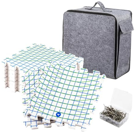 tuwiwol Tappetini di bloccaggio per lavorare a maglia con griglie per principianti amanti del lavoro a maglia e ricamo grigio, bianco, tappetino 32x32cm
