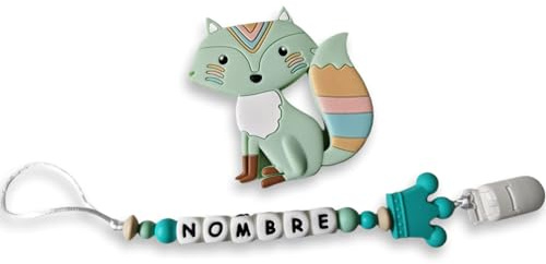 Chupetero Personalizado con Nombre de Bebe. Cadena para no Perder el Chupete. Sujetachupetes Seguro Fabricado en España. EN-71. Sujetatijeras enfermeria (Coronita)