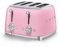 Smeg TSF03PKUK 4 Slice Toaster, Extra Wide Slots, 3 pre set programmes, Pink