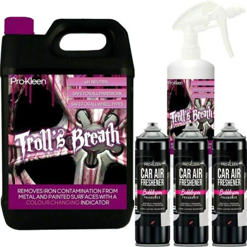 Pro-Kleen Troll's Breath 6L with Bubblegum Car Air Freshener 3 x 400ml - Removes Iron Fallout and Leaves Your Car Smelling Fresh - Car Cleaning Kit