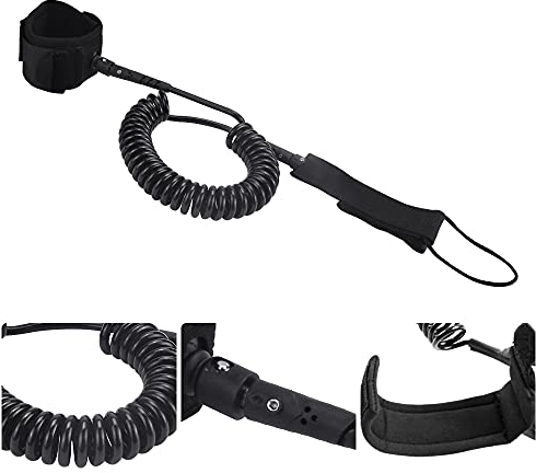 WANTOUTH Surfboard Paddle Leash 7mm Sup Sicherheitsleine Doppelwirbel Surf Sicherheitsfuß Elastische Leash mit Fußschlaufe Klettverschluss für Sup Board Stand Up Paddle