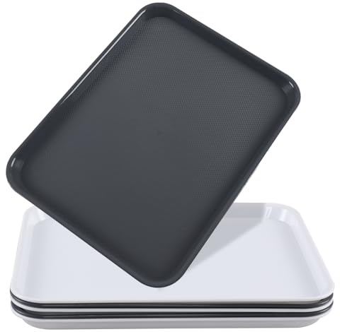Afromy Set of 6 Plastic Serving Tray Rectangle, Breakfast Fast Food Tray