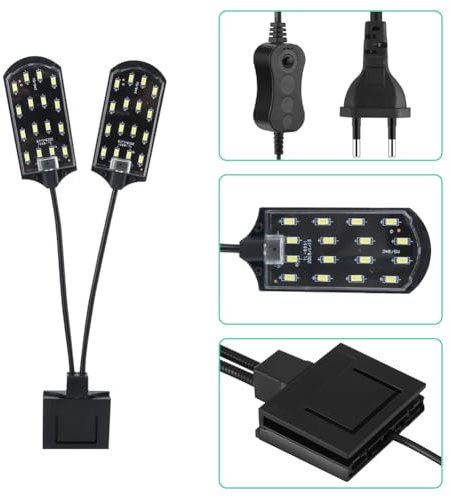Tiiyee Iluminación Luz LED para Acuarios, 15W Lámpara Acuario Delgada Plantado con Potente Clip Las Plantas Crecen Energía Promueve la fotosíntesis Brillo del Tanque de Peces Tanques Plantados