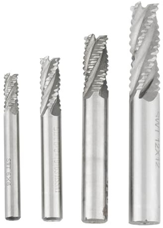 4 Uds HSS 4 Flautas Brocas de Enrutador de Extremo de Fresa Herramienta de Corte de Taladro de Vástago Recto Cortador de Fresado Rompevirutas de Desbaste M6 M8 M10 M12