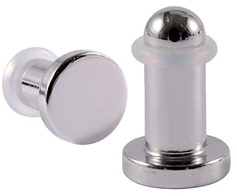 Mesnt 2Pcs Plug Orecchio 10mm, Cilindro Solido in Acciaio Inossidabile Plugs e Tunnels Piercing Expander Stretchers, Argento