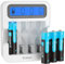 Kratax 4-Pack AA Rechargeable Batteries with LCD Charger | 1.5V Lithium AA Battery|3500mWh|1600Cycles|Constant Output|Max 3A Discharge| - Home&Office Use|Blink Camera|VR/Xbox GamingPad|RC Car,etc.