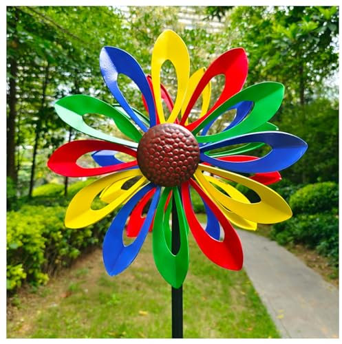 Molinillo Viento Metal Girasoles, 174CM Girasol Doble Dirección De Movimiento Garden Wind Spinner, Gran Regalo para Amigos Y Familiares,Color