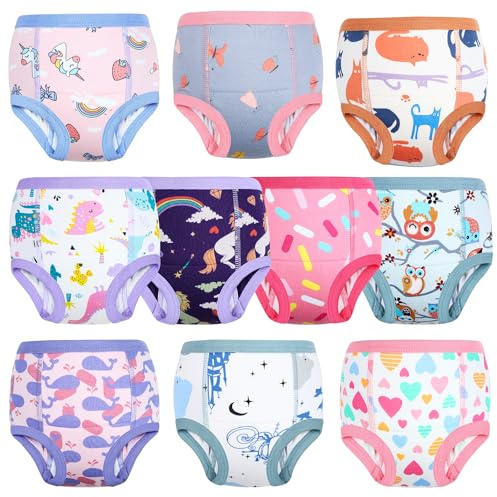 FLYISH DIRECT Calzones de Entrenamiento 10 Paquetes, Bragas de Aprendizaje Niños, 100% Algodón Absorbentes Pantalones de Entrenamiento para Niñas 6 Años, Rosa