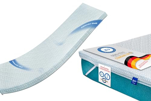 alpha mat Topper 90x200, Matratzentopper, weiche Matratzenauflage mit Kühlendem Stoff, Oeko-TEX-Zertifikat, Matratzenschoner 6 cm, Weiß, Härtegrad: H2, Matratzen Topper mit Bezug