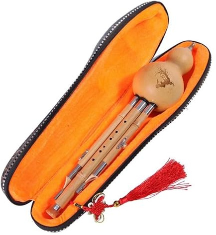 Trärörsinstrument, nationella musikinstrument Hulusi flöjt Handgjord kinesisk hulusi kalebass Cucurbit flöjt etniskt musikinstrument C nyckel med fodral