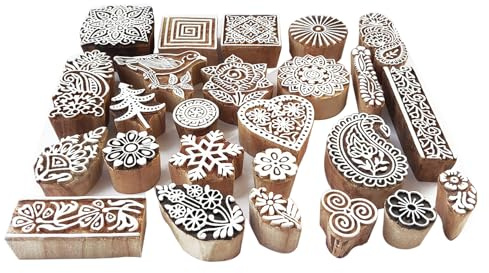 Royal Kraft Assorted Wooden Block Printing Stamps (Set of 25) Bulk01_25A