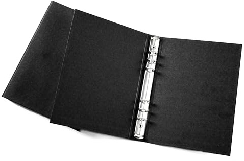 SXIUU A5 Six Ring Binder, Kraft Paper Binder, 6 Ring a5 Binder, 2 Pieces A5 Binders with 6 Rings for Adding Brochure Covers Papers Loose Sheets (Black)